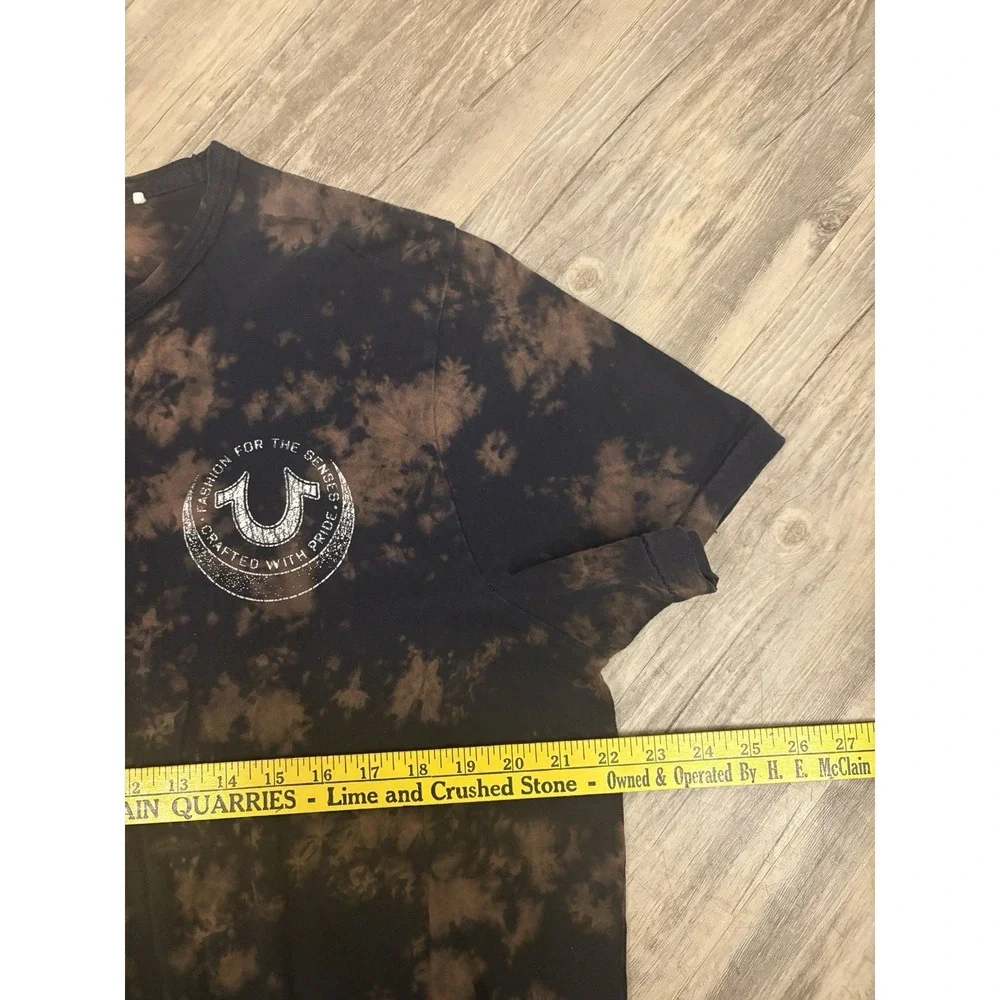 True Religion T Shirt Mens XL Black Tie Dye Budha World Tour Graphic Tee Skull - Picture 4 of 7